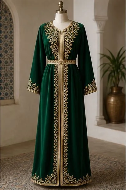 Démo · Caftan en velours vert